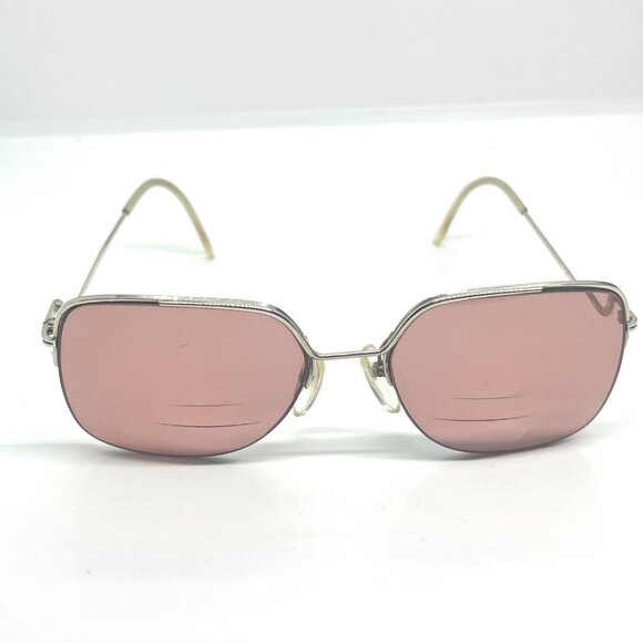 VINTAGE LOGO PARIS FRANCE EYEGLASSES SUNGLASSES FRAMES ROSE LENS METAL 80s - Picture 2 of 16